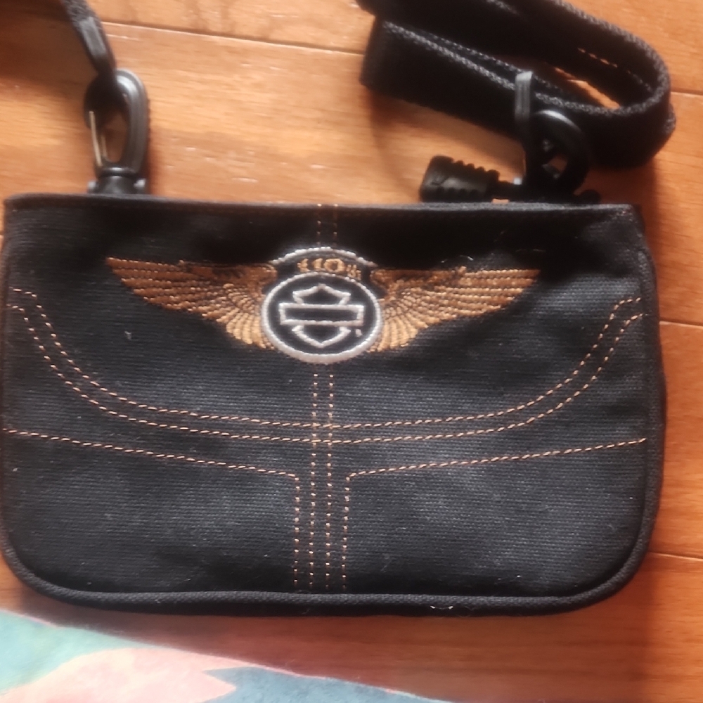 Harley-Davidson Black and Gold Crossbody Bag